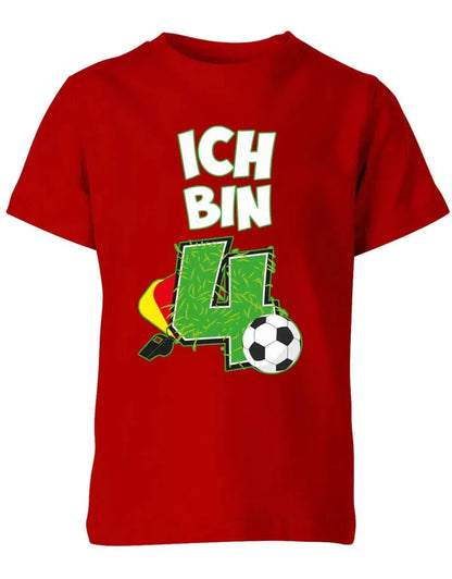 T-Shirt 4 Geburtstag Fußball Fußballer Rote Gelbe Karte für Junge und Mädchen