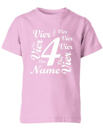 T-Shirt 4 Geburtstag Ganz viele Vieren personalisierbar mit Name für Jungen und Mädchen