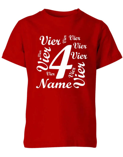 T-Shirt 4 Geburtstag Ganz viele Vieren personalisierbar mit Name für Jungen und Mädchen