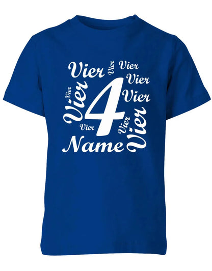 T-Shirt 4 Geburtstag Ganz viele Vieren personalisierbar mit Name für Jungen und Mädchen