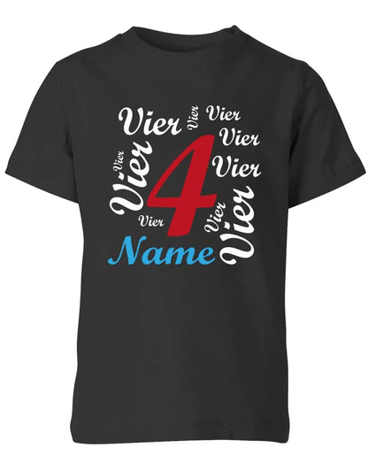 T-Shirt 4 Geburtstag Ganz viele Vieren personalisierbar mit Name für Jungen und Mädchen