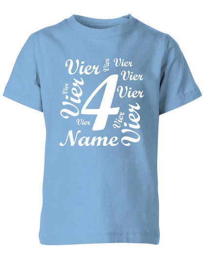 T-Shirt 4 Geburtstag Ganz viele Vieren personalisierbar mit Name für Jungen und Mädchen