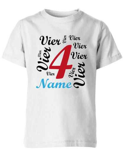 T-Shirt 4 Geburtstag Ganz viele Vieren personalisierbar mit Name für Jungen und Mädchen