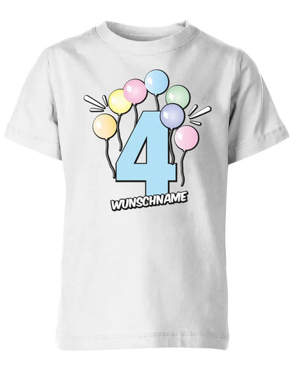 T-Shirt 4 Geburtstag Pastell Luftballons personalisiert mit Name für Junge und Mädchen