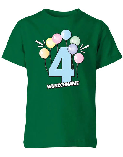 T-Shirt 4 Geburtstag Pastell Luftballons personalisiert mit Name für Junge und Mädchen