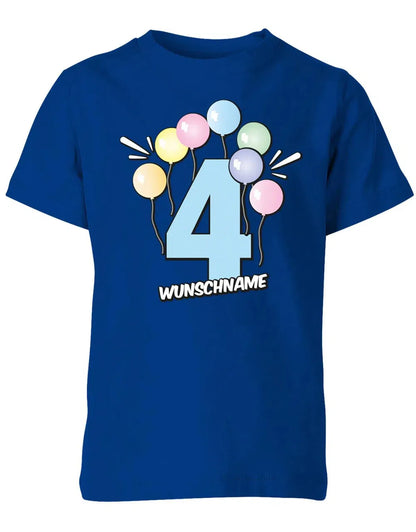 T-Shirt 4 Geburtstag Pastell Luftballons personalisiert mit Name für Junge und Mädchen