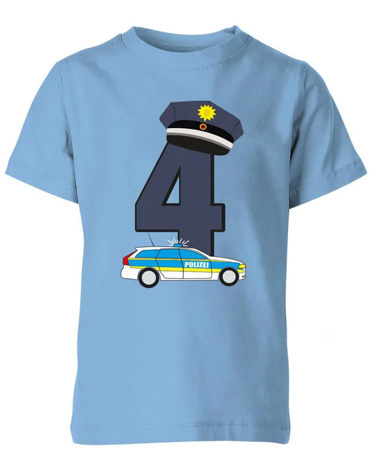 T-Shirt 4 Geburtstag Polizei Junge und Mädchen