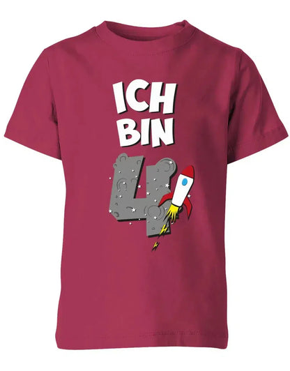 T-Shirt 4 Geburtstag Weltraum Weltall Rakete Astronaut für Junge und Mädchen