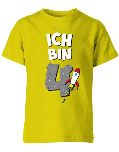 T-Shirt 4 Geburtstag Weltraum Weltall Rakete Astronaut für Junge und Mädchen