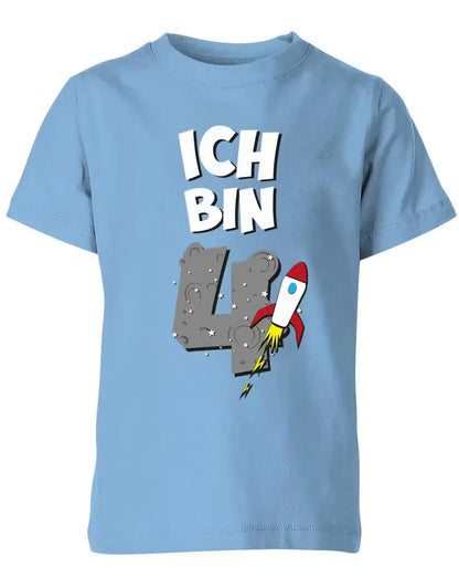 T-Shirt 4 Geburtstag Weltraum Weltall Rakete Astronaut für Junge und Mädchen