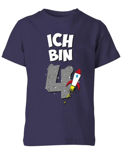 T-Shirt 4 Geburtstag Weltraum Weltall Rakete Astronaut für Junge und Mädchen