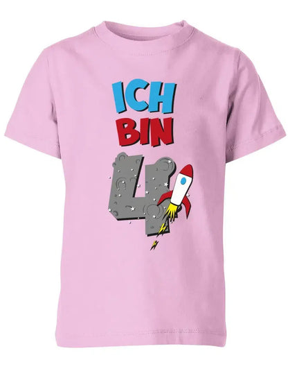 T-Shirt 4 Geburtstag Weltraum Weltall Rakete Astronaut für Junge und Mädchen