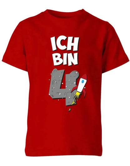 T-Shirt 4 Geburtstag Weltraum Weltall Rakete Astronaut für Junge und Mädchen