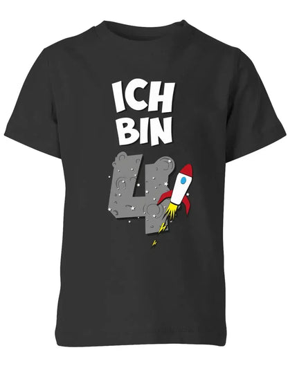 T-Shirt 4 Geburtstag Weltraum Weltall Rakete Astronaut für Junge und Mädchen