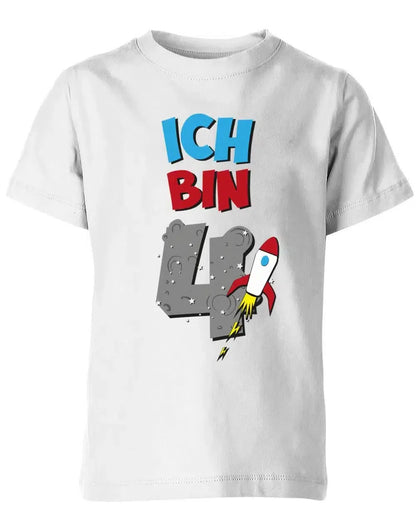 T-Shirt 4 Geburtstag Weltraum Weltall Rakete Astronaut für Junge und Mädchen
