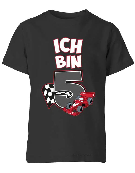 T-Shirt 5 Geburtstag Autorennen Rennfahrer Rennwagen Motorsport für Junge und Mädchen
