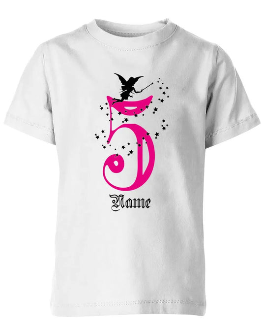 T-Shirt 5 Geburtstag Fee mit Glitzersternchen personalisierbar mit Name für Mädchen