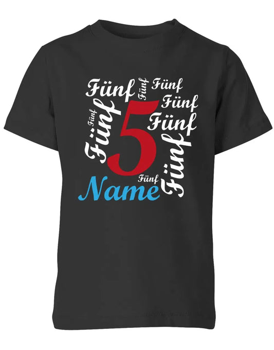 T-Shirt 5 Geburtstag Ganz viele Fünfen personalisierbar mit Name für Jungen und Mädchen