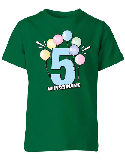 T-Shirt 5 Geburtstag Pastell Luftballons personalisiert mit Name für Junge und Mädchen