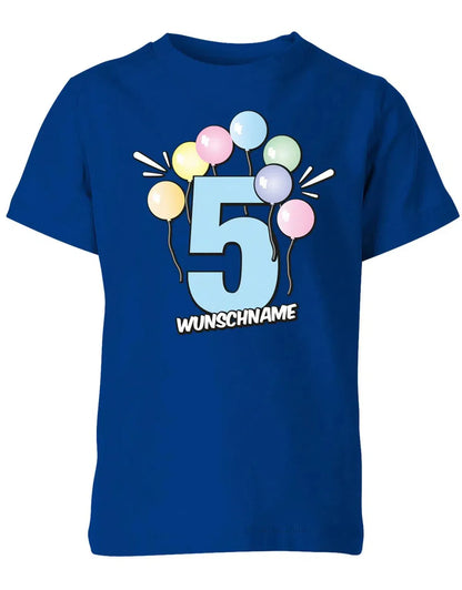 T-Shirt 5 Geburtstag Pastell Luftballons personalisiert mit Name für Junge und Mädchen