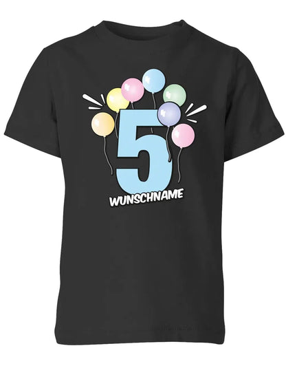 T-Shirt 5 Geburtstag Pastell Luftballons personalisiert mit Name für Junge und Mädchen