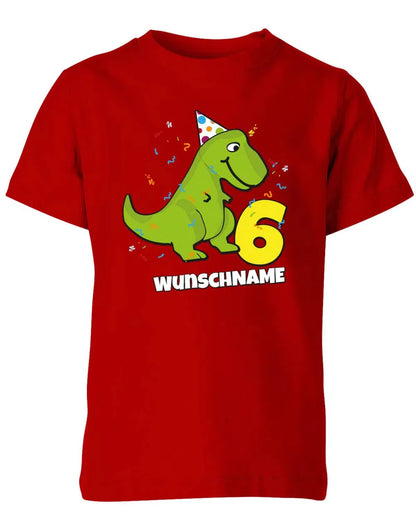 T-Shirt 6 Geburtstag Dinosaurier personalisiert mit Name für Junge