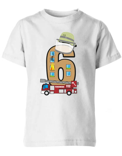 T-Shirt 6 Geburtstag Feuerwehr Junge und Mädchen