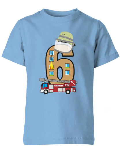 T-Shirt 6 Geburtstag Feuerwehr Junge und Mädchen