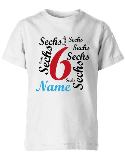 T-Shirt 6 Geburtstag Ganz viele Sechsen personalisierbar mit Name für Jungen und Mädchen
