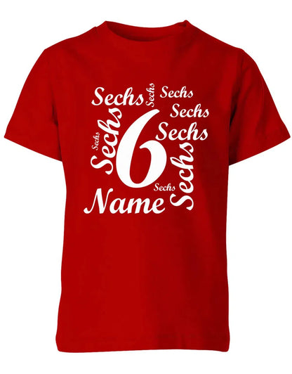 T-Shirt 6 Geburtstag Ganz viele Sechsen personalisierbar mit Name für Jungen und Mädchen