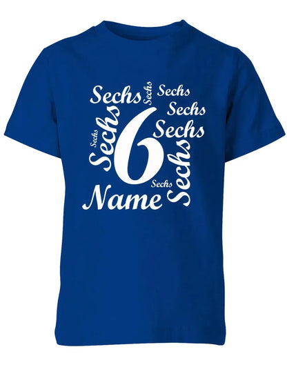 T-Shirt 6 Geburtstag Ganz viele Sechsen personalisierbar mit Name für Jungen und Mädchen