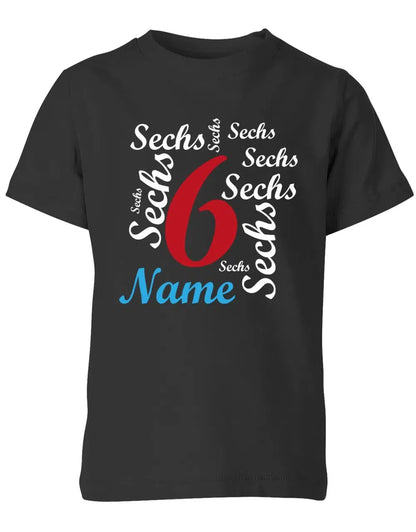 T-Shirt 6 Geburtstag Ganz viele Sechsen personalisierbar mit Name für Jungen und Mädchen