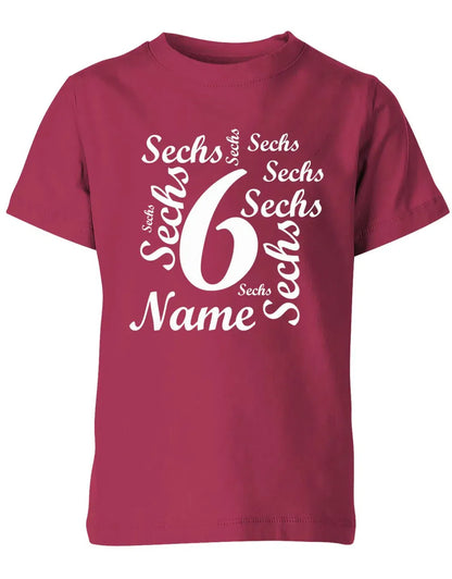T-Shirt 6 Geburtstag Ganz viele Sechsen personalisierbar mit Name für Jungen und Mädchen