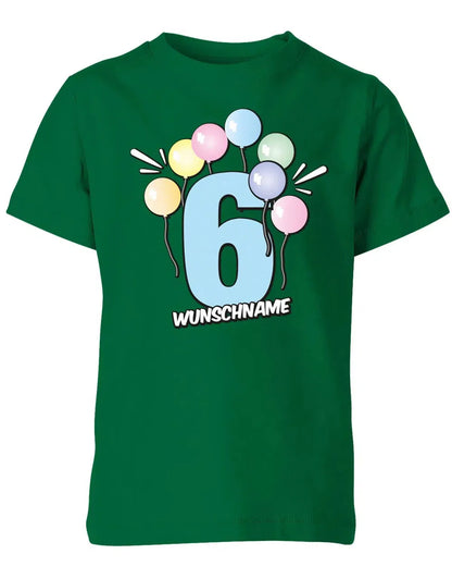 T-Shirt 6 Geburtstag Pastell Luftballons personalisiert mit Name für Junge und Mädchen