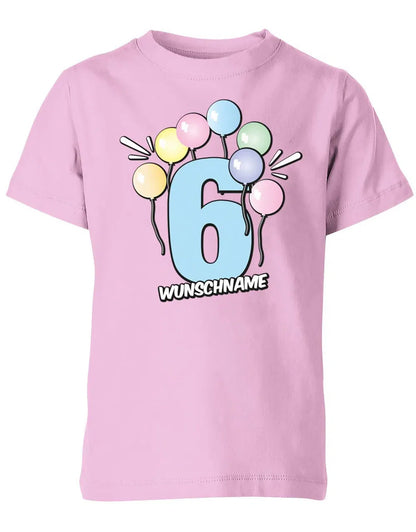 T-Shirt 6 Geburtstag Pastell Luftballons personalisiert mit Name für Junge und Mädchen