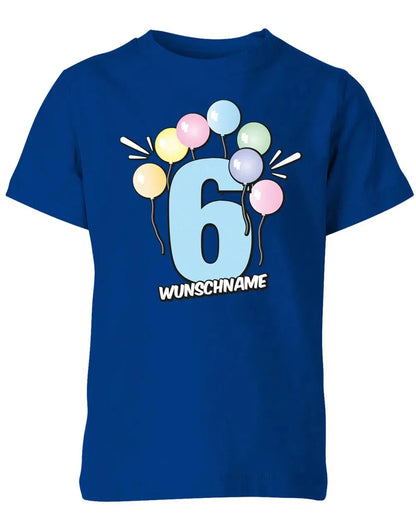 T-Shirt 6 Geburtstag Pastell Luftballons personalisiert mit Name für Junge und Mädchen