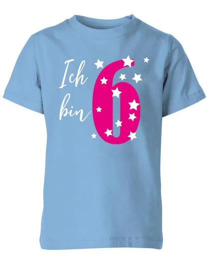 T-Shirt 6 Geburtstag ich bin 6 mit Sterne verziert für Mädchen