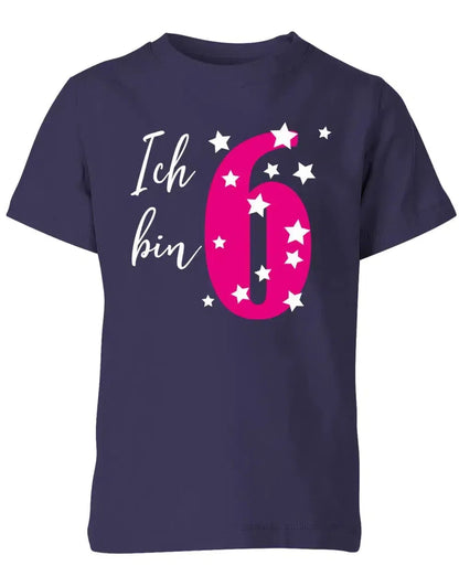 T-Shirt 6 Geburtstag ich bin 6 mit Sterne verziert für Mädchen