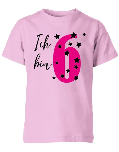 T-Shirt 6 Geburtstag ich bin 6 mit Sterne verziert für Mädchen