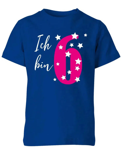 T-Shirt 6 Geburtstag ich bin 6 mit Sterne verziert für Mädchen