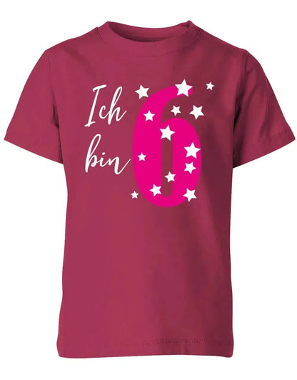 T-Shirt 6 Geburtstag ich bin 6 mit Sterne verziert für Mädchen