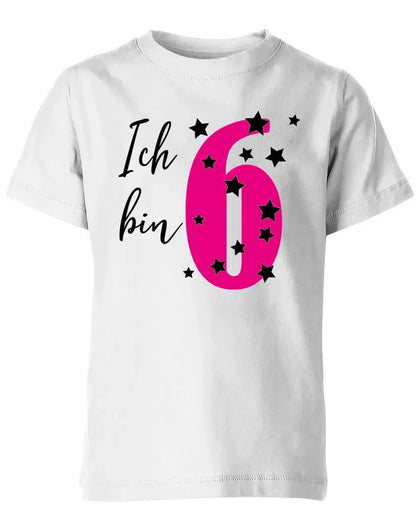 T-Shirt 6 Geburtstag ich bin 6 mit Sterne verziert für Mädchen