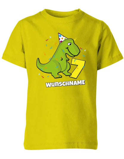 T-Shirt 7 Geburtstag Dinosaurier personalisiert mit Name für Junge