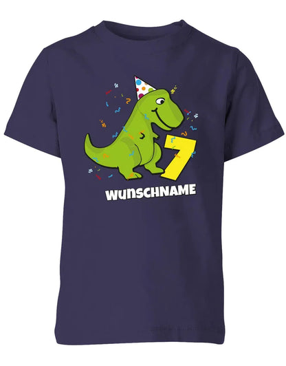 T-Shirt 7 Geburtstag Dinosaurier personalisiert mit Name für Junge