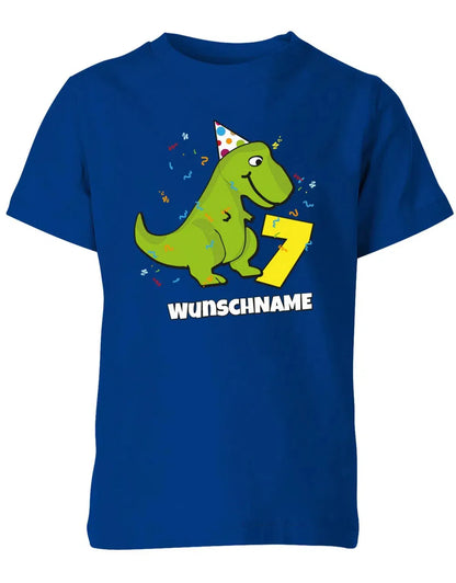T-Shirt 7 Geburtstag Dinosaurier personalisiert mit Name für Junge