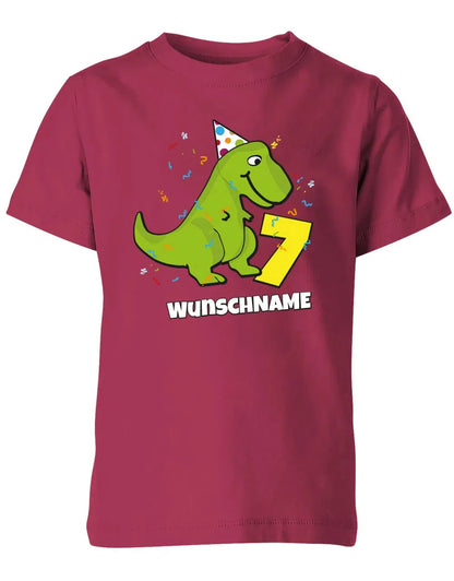 T-Shirt 7 Geburtstag Dinosaurier personalisiert mit Name für Junge