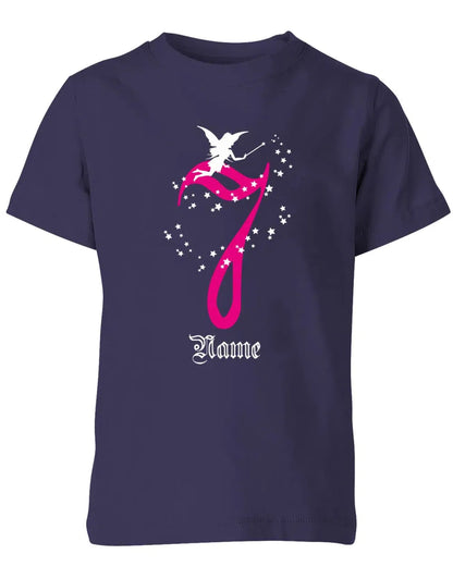 T-Shirt 7 Geburtstag Fee mit Glitzersternchen personalisierbar mit Name für Mädchen