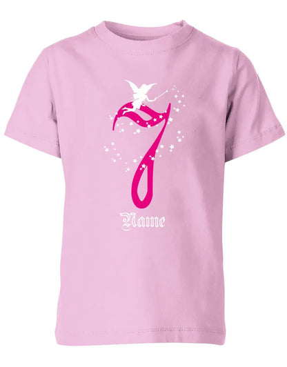 T-Shirt 7 Geburtstag Fee mit Glitzersternchen personalisierbar mit Name für Mädchen