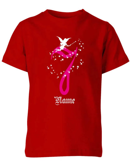 T-Shirt 7 Geburtstag Fee mit Glitzersternchen personalisierbar mit Name für Mädchen