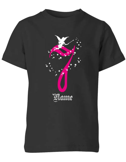 T-Shirt 7 Geburtstag Fee mit Glitzersternchen personalisierbar mit Name für Mädchen